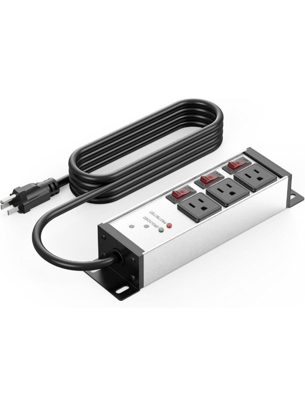 Heavy Duty 3-Outlet Surge Protector with 12 Gauge Cord, 6FT Length, Silver